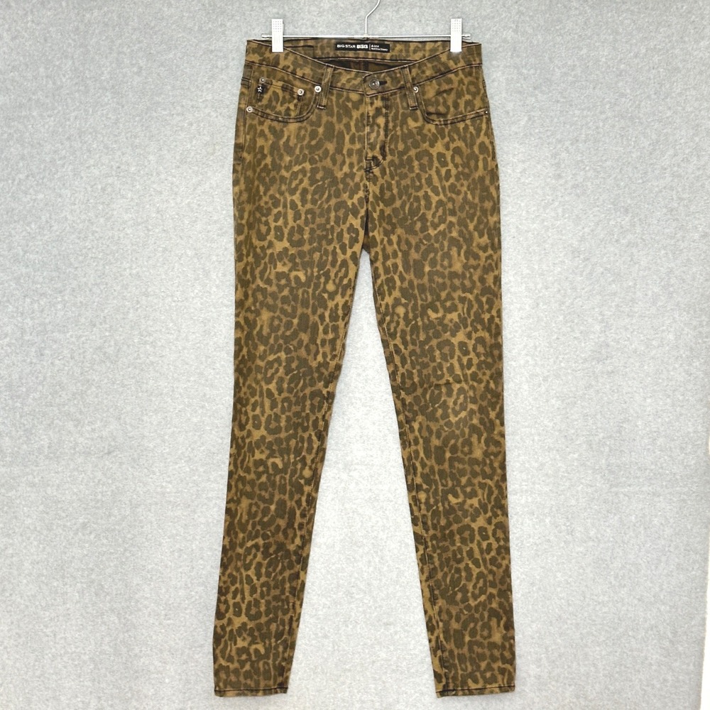 Big Star 1974 Alex Mid Rise Skinny Jeans 29 Leopard Animal Print Indie Edgy Punk
